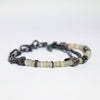 multi chain bracelet with opal beads, silver beads, oxidized silver links, handmade by roff jewellery