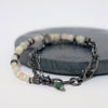 handmade silver link bracelet by roffjewellery.com, with opal beads, silver beads, ancient roman glass beads