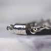 Unique textured silver bead with stamped ROFF mark, handmade link bracelet