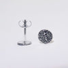 Handmade silver round stud earrings textured dark finish – Roff Jewellery