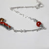 textured long handmade silver links, handmade silver necklace, with gemstones by roff jewellery