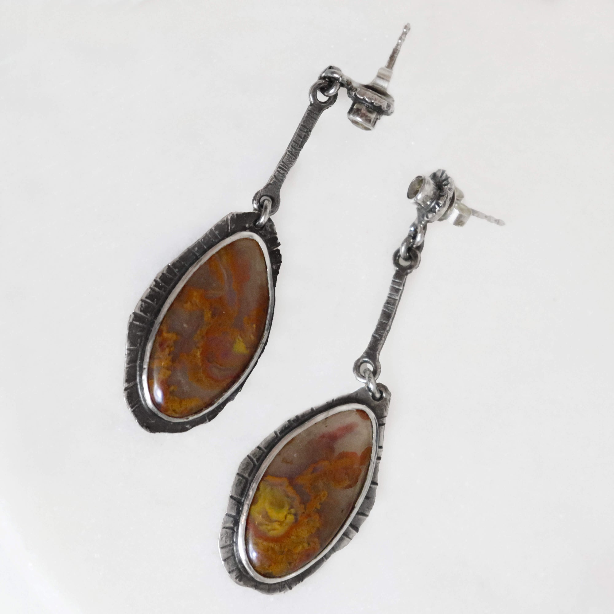 Golden glow - Moss agate & citrine dangle earrings