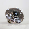 Artisan made silver chunky ring, eye catcher and conversation starter with labradorite, by Roff Jewellery