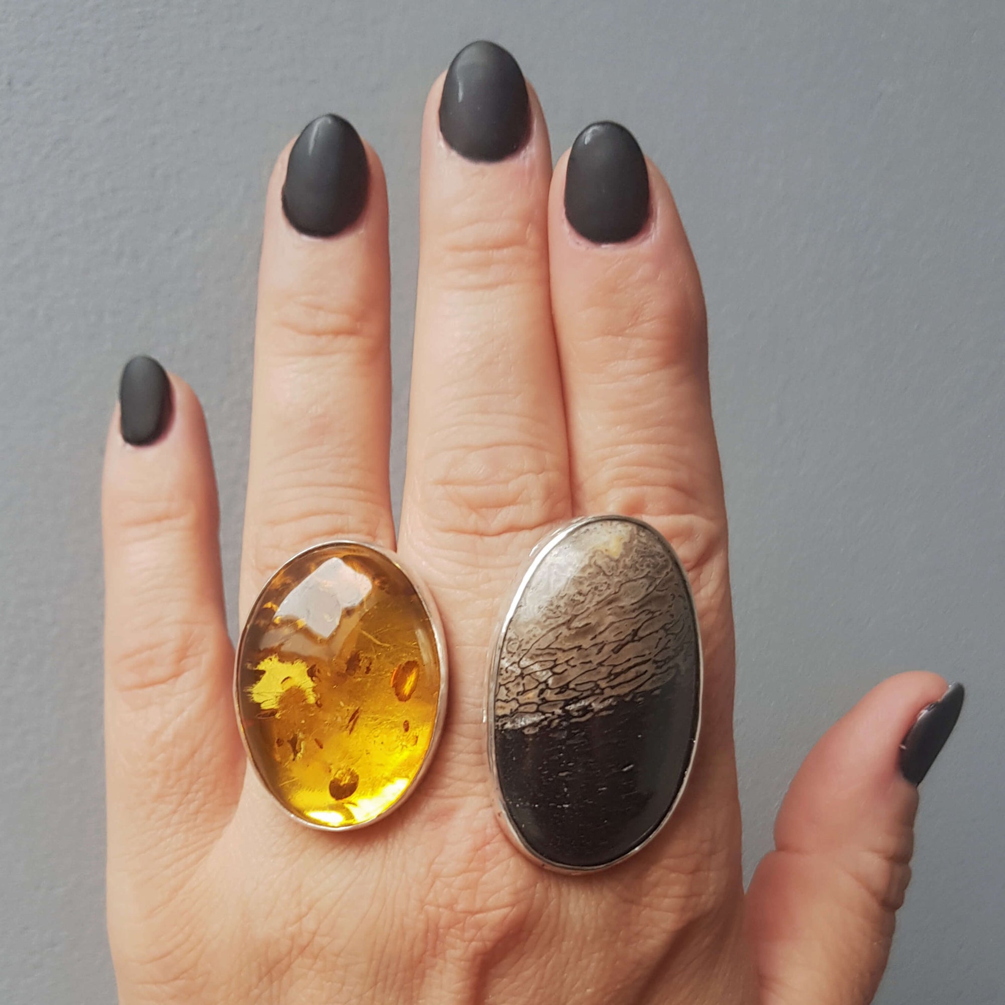 handmade adjustable sterling silver statement ring, chunky ring with gemstones by roffjewellery.com