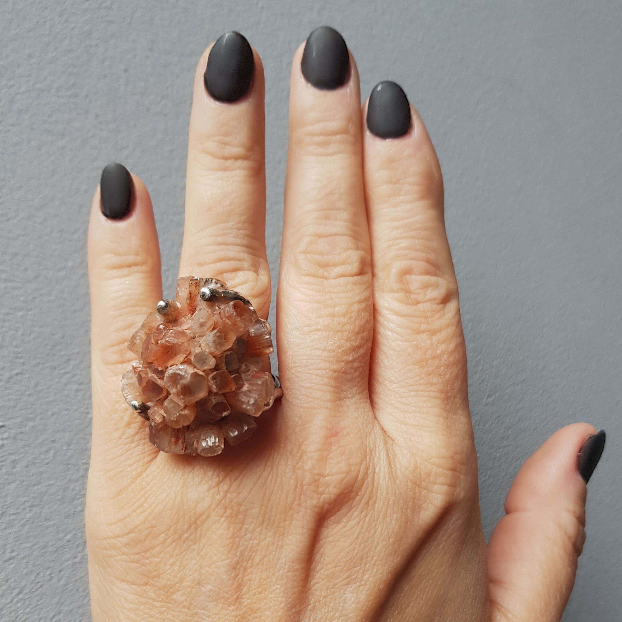 Ring Aragonite, Silver, Blue Aragonite, Statement Ring sale Gemstone