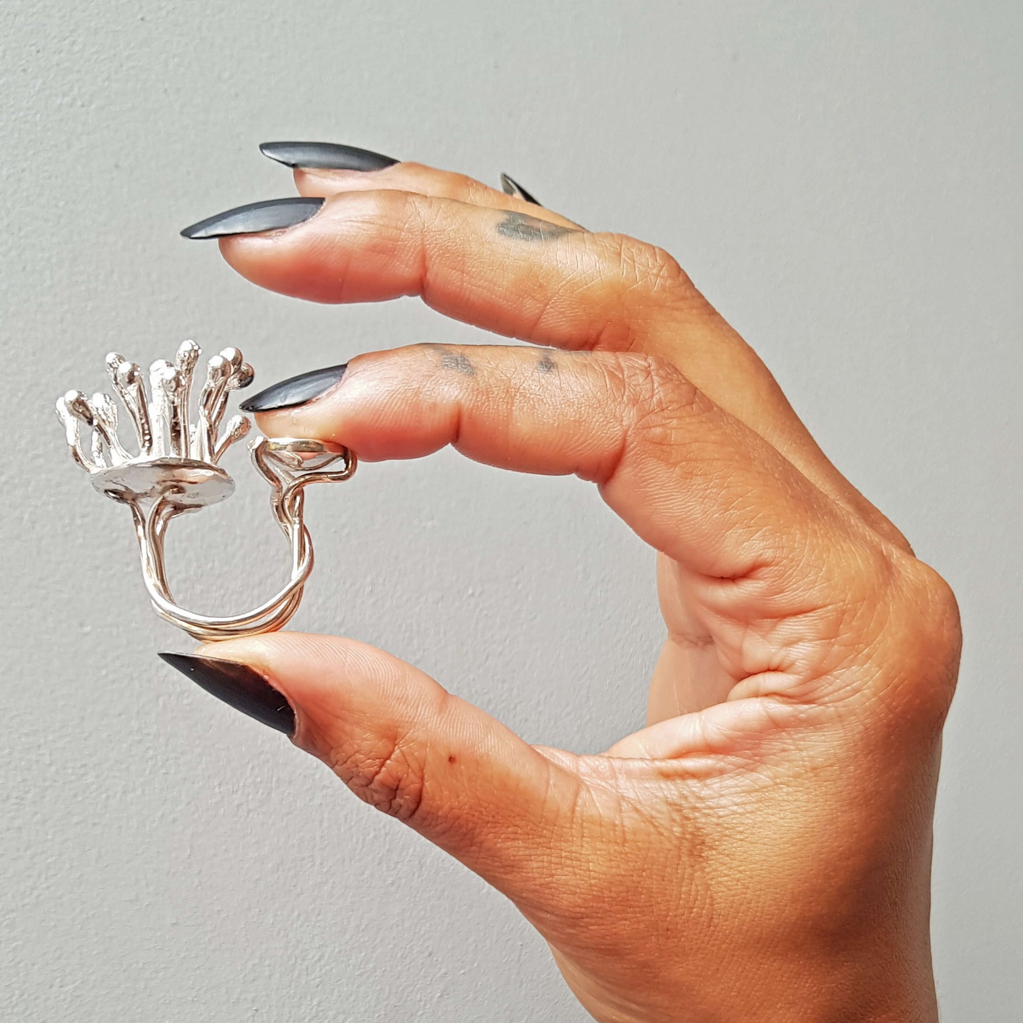 unusual silver ring, knuckleduster, handmade one of akind ring by roffjewellery.com