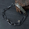 modern silver bracelet, hammered oxidized silver links, for men and women. handmade by roff