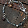 Raw silver bracelet for men and women, handmade silver links and labradorite beads by roff jewellery