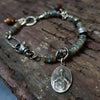 Boho bracelet with blue labradorite beads, amber, jasper, handmade silver beads , by roff jewellery