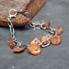 hammered silver bracete with baltic amber beads, boho style, handmade by roff jewellery