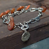 handmade silver link bracelet, loose bracelet, unisex, handmade by roff, amber beads