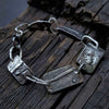 silver link bracelet, with textured and oxidized silver plates, for men and women, handmade by roff