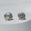 Rustic silver earrings, handmade plain silver stud earrings by roff jewellery