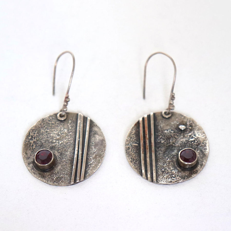 Klimt Pattern Purple Pattern Round Handmade Aluminum Artisan Earrings