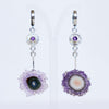 silver dangle earrings with amethyst stalactite set in textured silver, handmade by roff jewellery