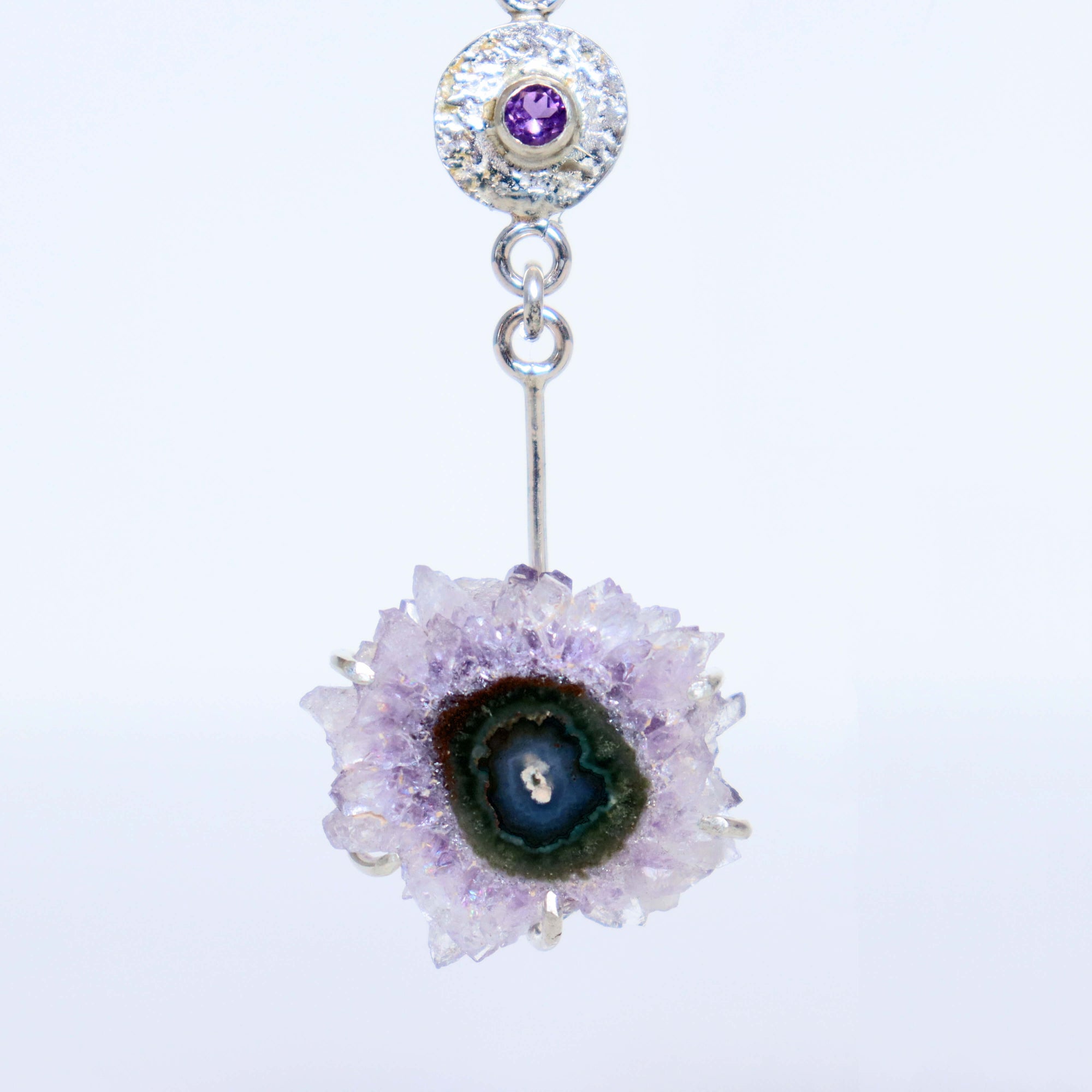 artisan made earring, rough amethyst jewelry, amethyst dangle earrings by roffjewellery.com