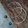 moss agate silver hoop earrings for women. delicate handmade earrings by roff jewellery