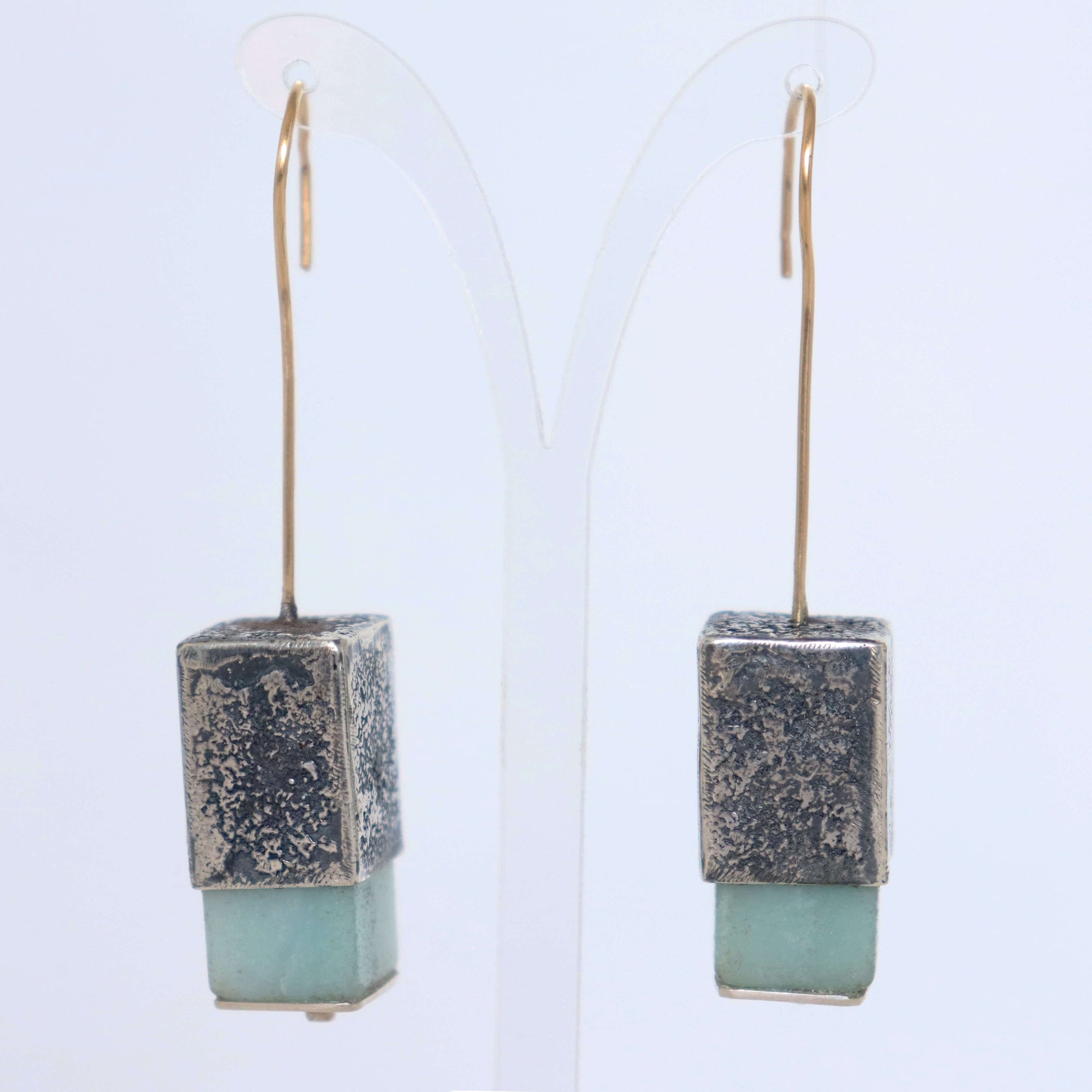 Gemstone drop earrings - Silver and gold earrings