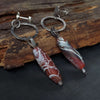 Hammered silver dangle earrings with agate beads, handmade by roffjewellery.com