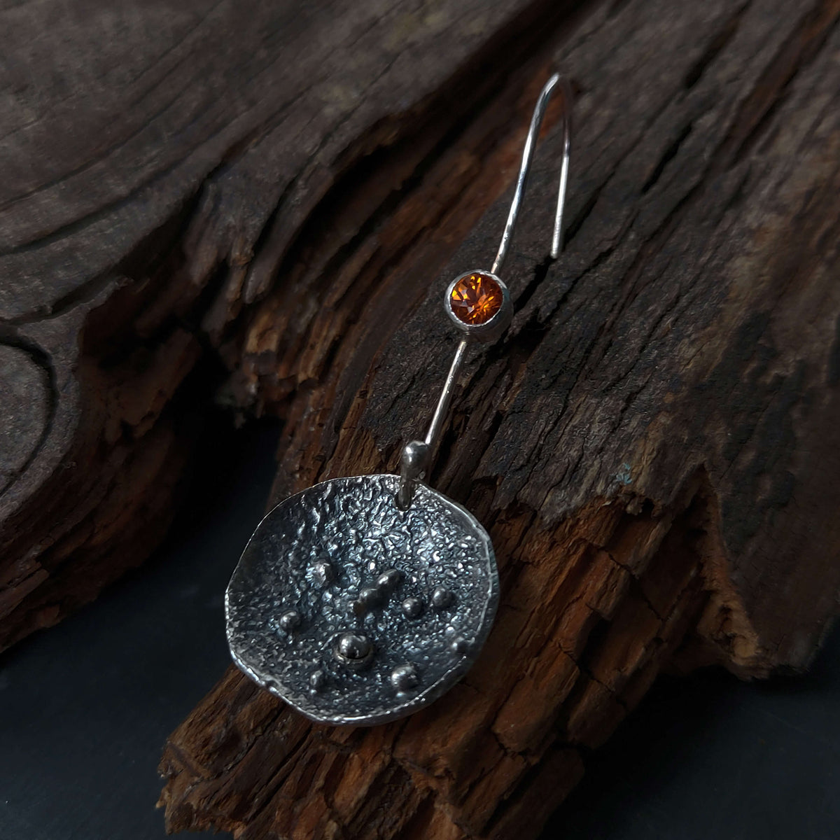 silver drop earrings with sapphire, gift for her, for women, handmade by roff jewellery