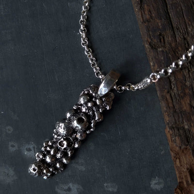 oxidized silver necklace, grunge, trendy, silver chain included, handmade by roff