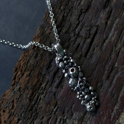 artisan made neclace, solid silver drops, molten texture pendant, by roffjewellery.com