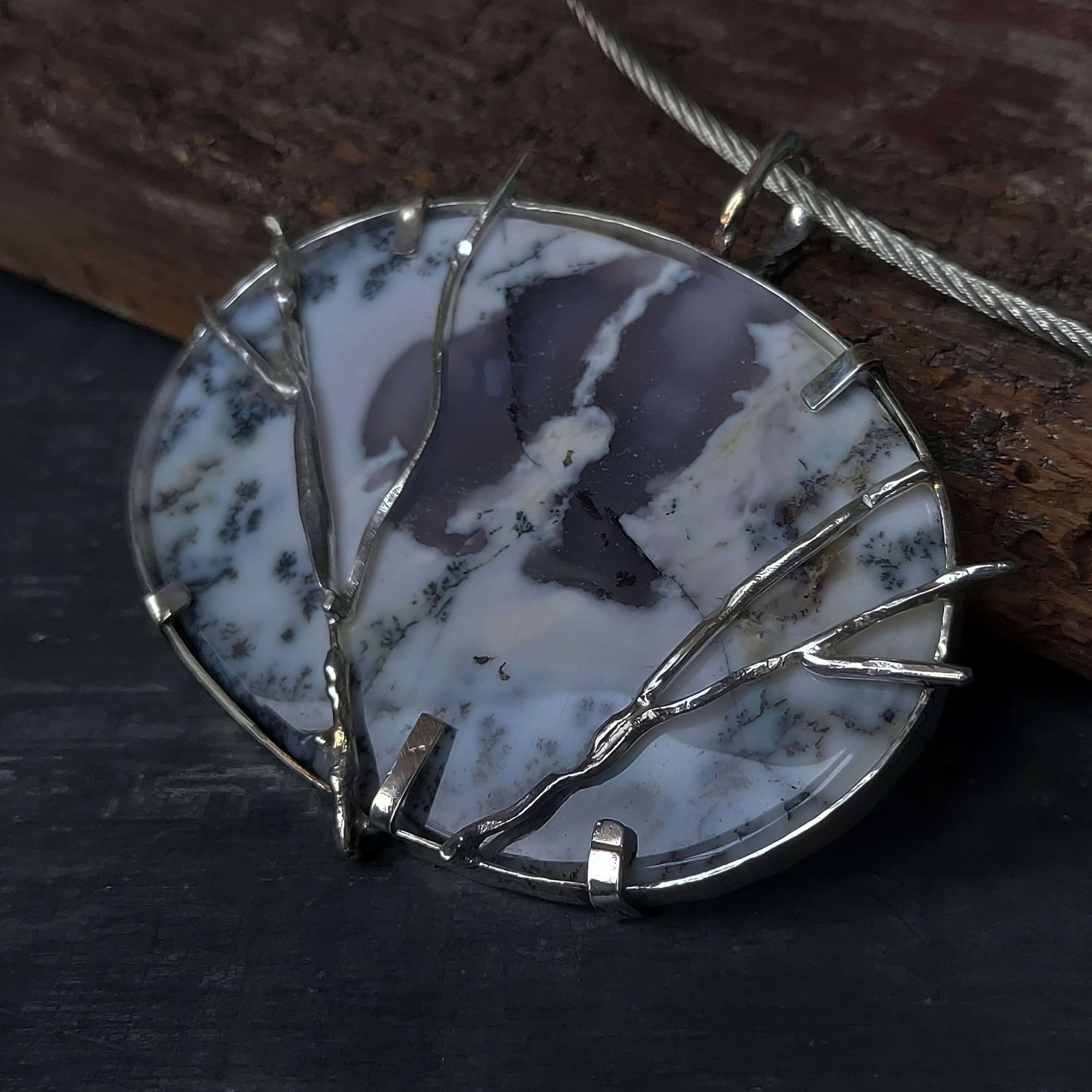 Chunky gemstone necklace, handmade silver necklace by roffjewellery.com