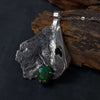 Leaf shaped silver pendant, one of a kind silver jewelry, black opal, handmade by roffjewellery.com
