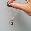 Simple silver necklace for women, hammered sillver and pearl,45 cm fine silver chain, handmade roff