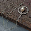 simple silver necklace ,rustic pearl necklace, hammered oxidized silver, handmade by roff jewellery
