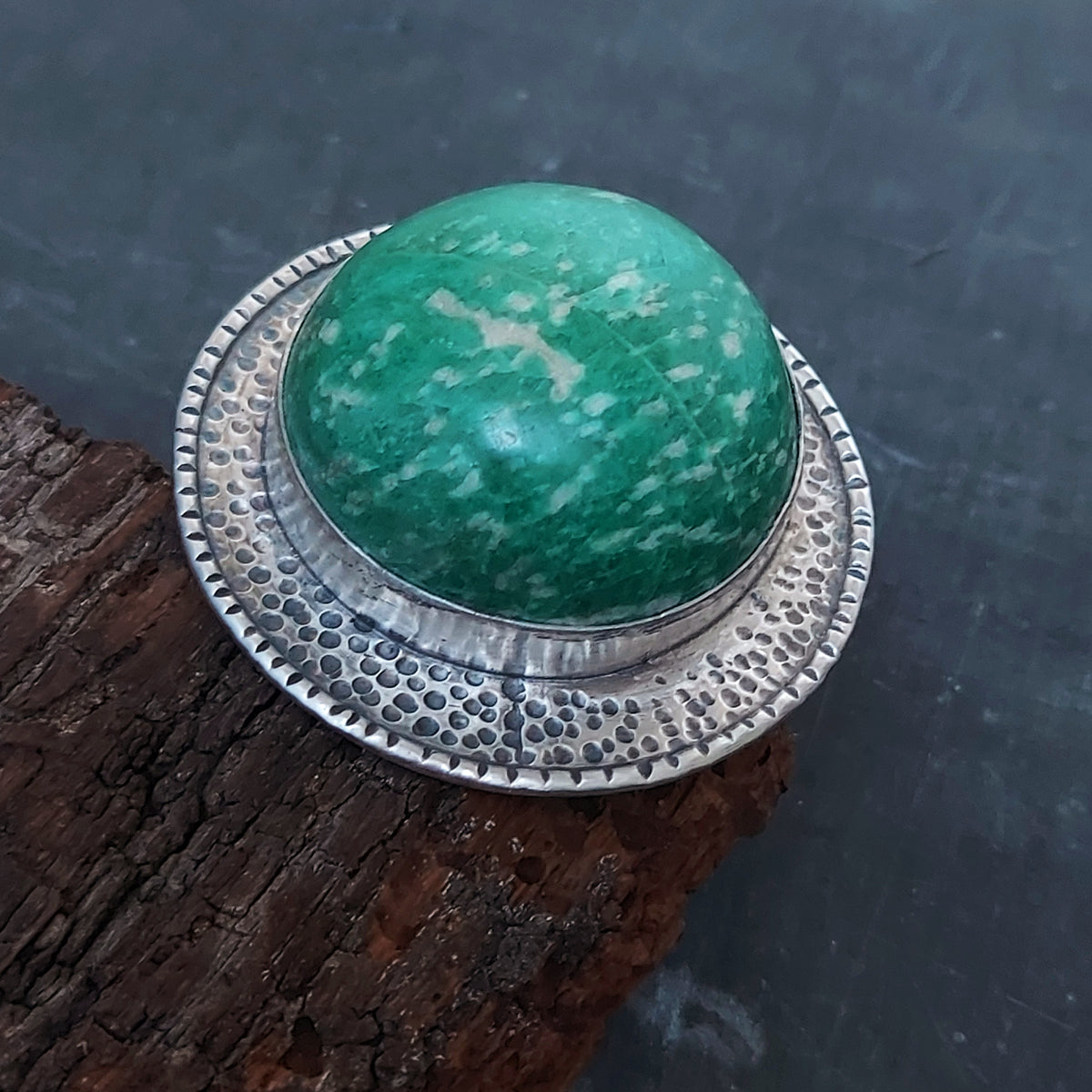 Gemstone retro ring, unique statement ring. amazonite ring, hand fabricated by roff jewellery