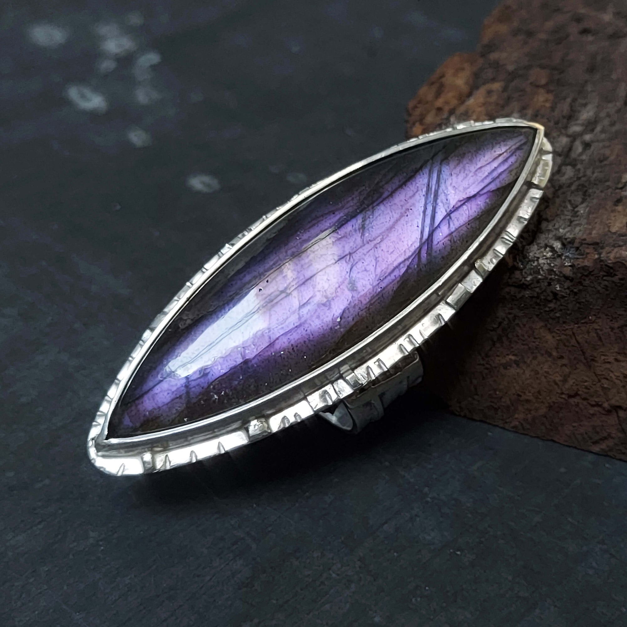 Purple labradorite shops sterling silver ring, handmade