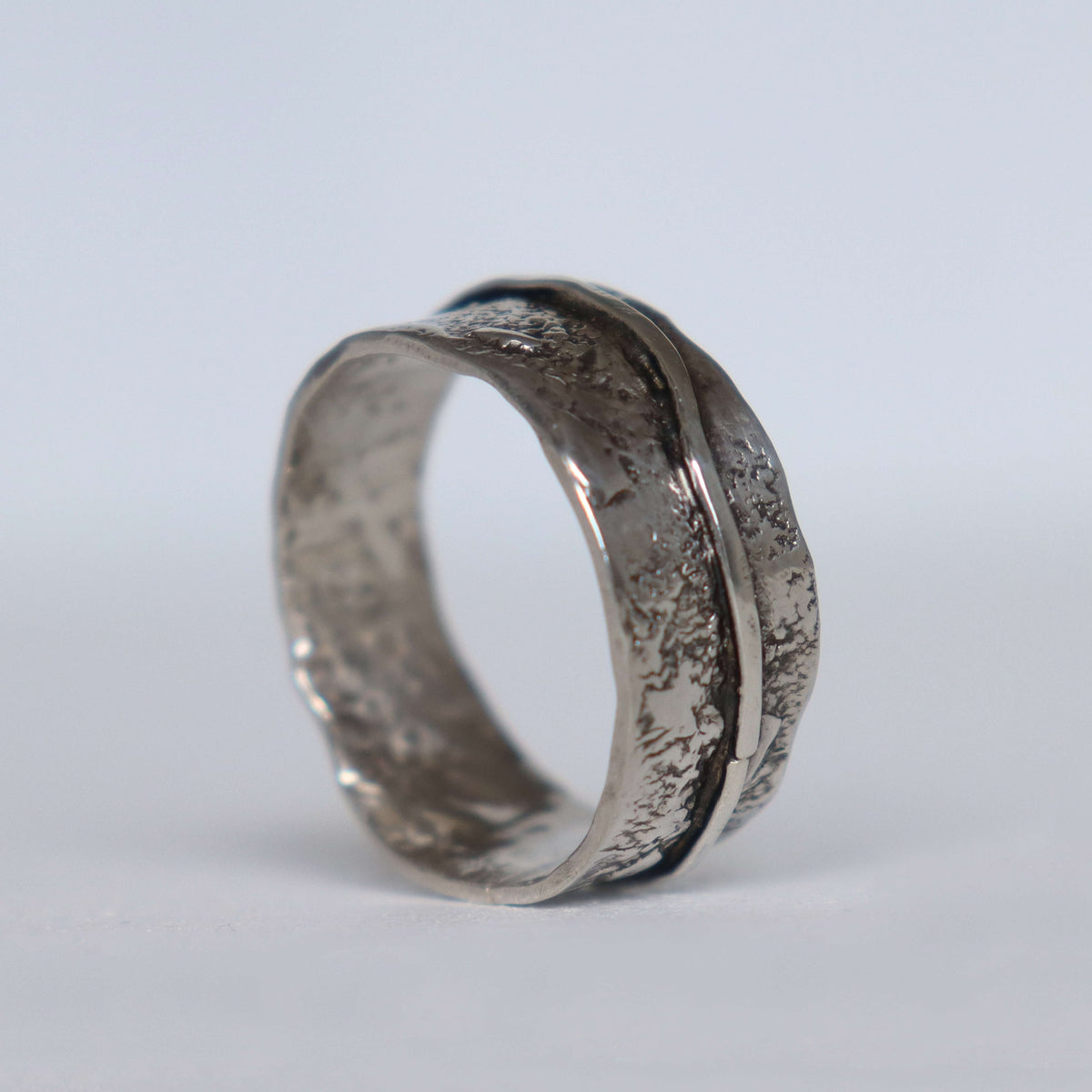 Chunky ring for men, minimalist silver ring with texture and patterns, handmade ring roffjewellery