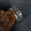 mixed metal ring, silver and copper ring with raw oxidized texture . handcrafted by roff