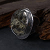 ammonite ring with pyrite, handmade silver ring, adjustable, by roff