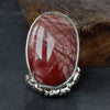 adjustable silver ring, large gemstone. red jasper ring, handmade, sterling silver, roff jewellery
