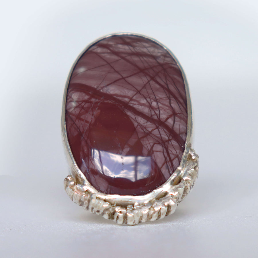 jasper statement ring, chunky silver ring, rough texture, picasso jasper, handmade by roff jewellery