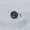 small silver ring, for everyday wear, black silver with silver granules. handmade ring by roff