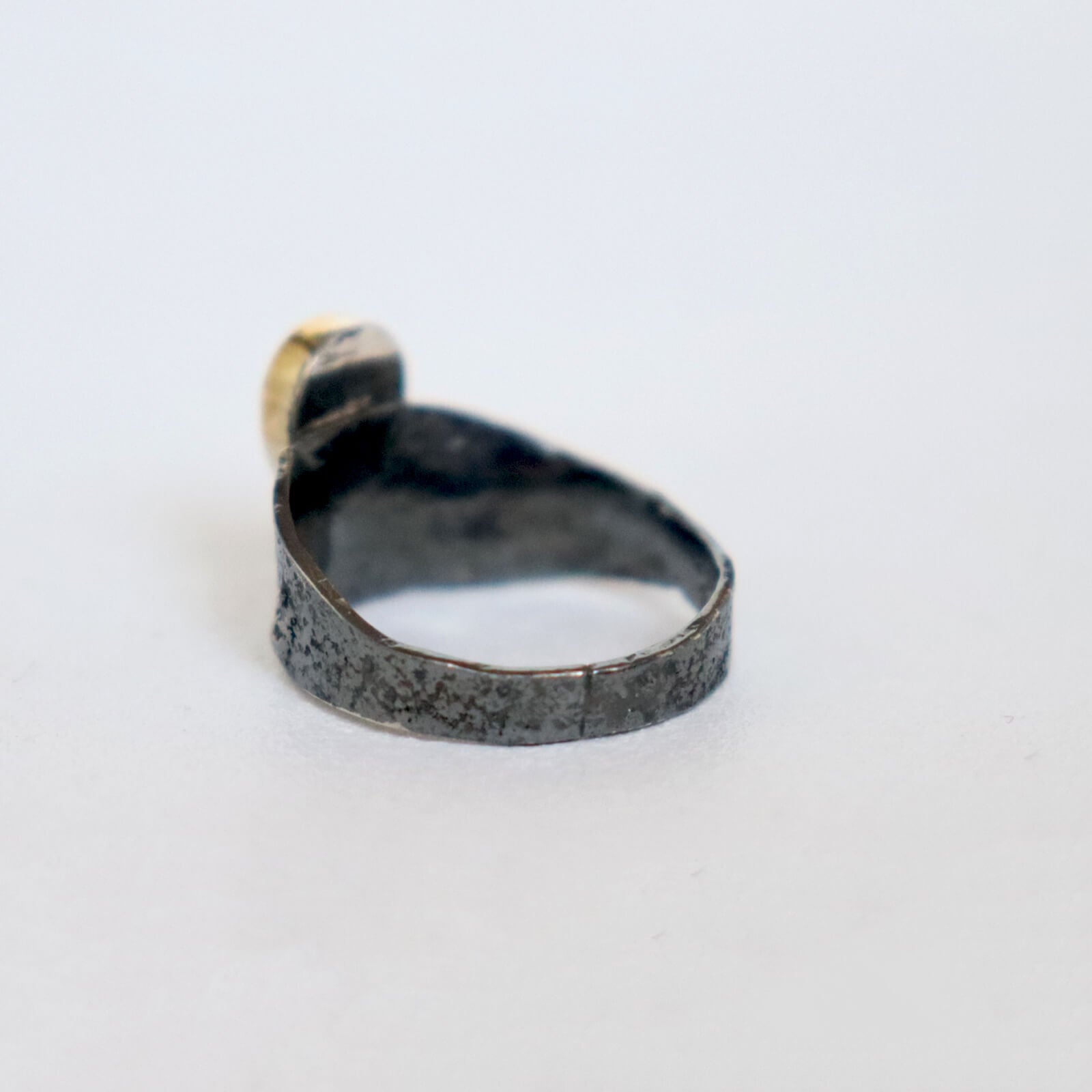small ladies ring, tapered in the back, opal ring with gold. artisan made by roff