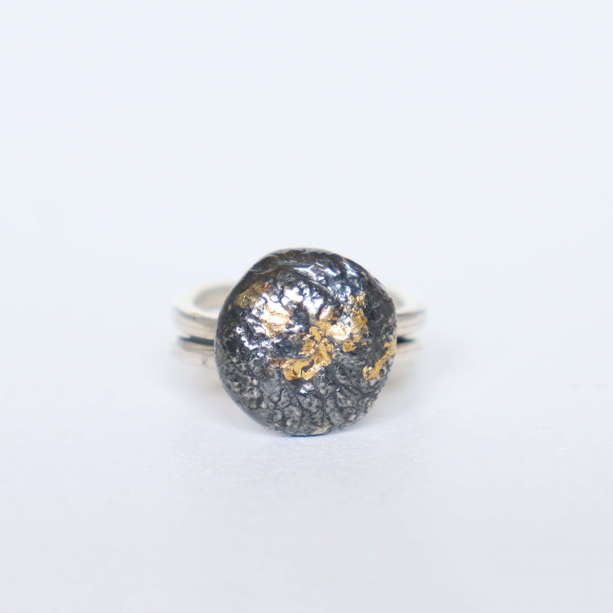silver and gold ring . split ring band, size 5.5, small ring, handmade by roffjewellery.com