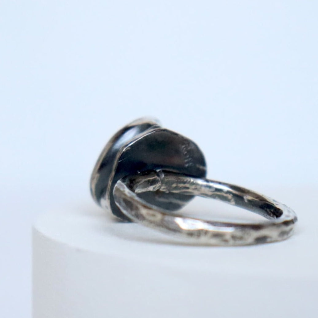 Hammered silver ring, silver statement ring, handcrafted by roffjewellery.com