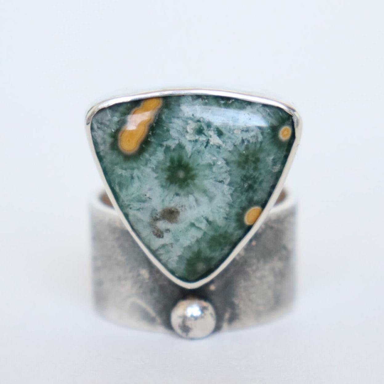 Men's Green Faux Stone Silver Alloy Ring - Temu