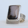 rectangular silver ring with dendritic agate. handmade silver ring by roff jewellery. Retro jewelry
