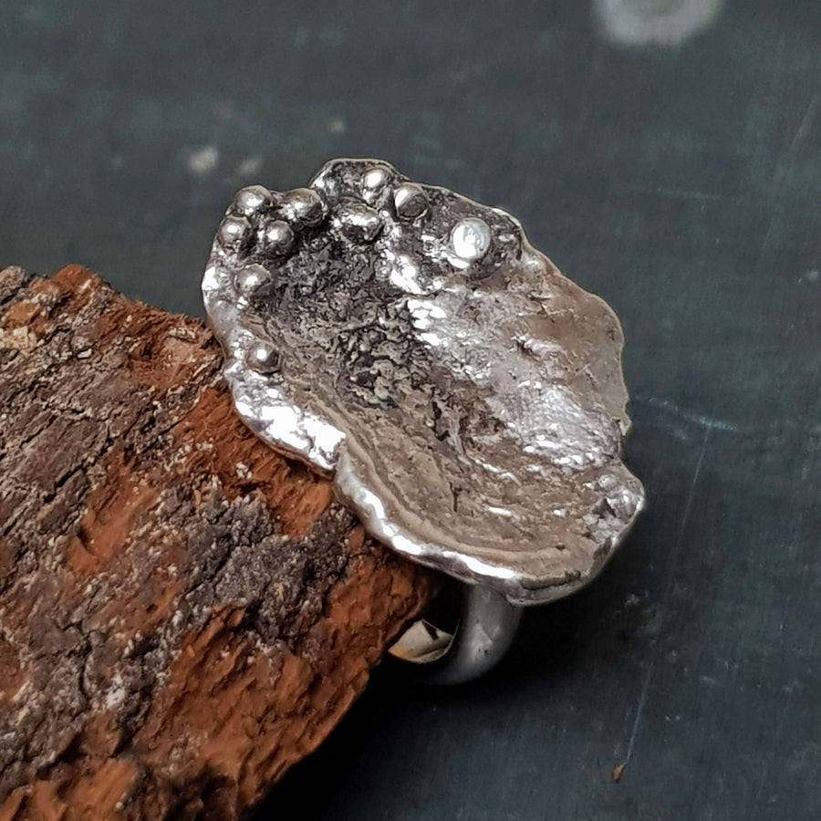 Handmade silver ring,rough silver, by roff jewellery