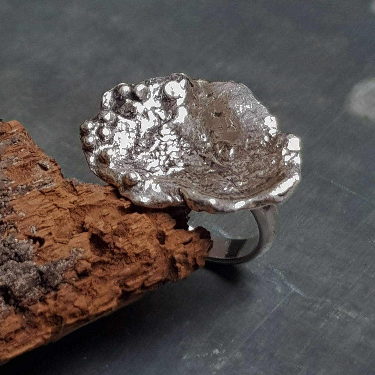 brutalist silver ring, handcrafted jewelry by roff