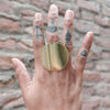 Chunky copper ring, boho ring made of large hammered brass disc,adjustable ring by roffjewellery.com