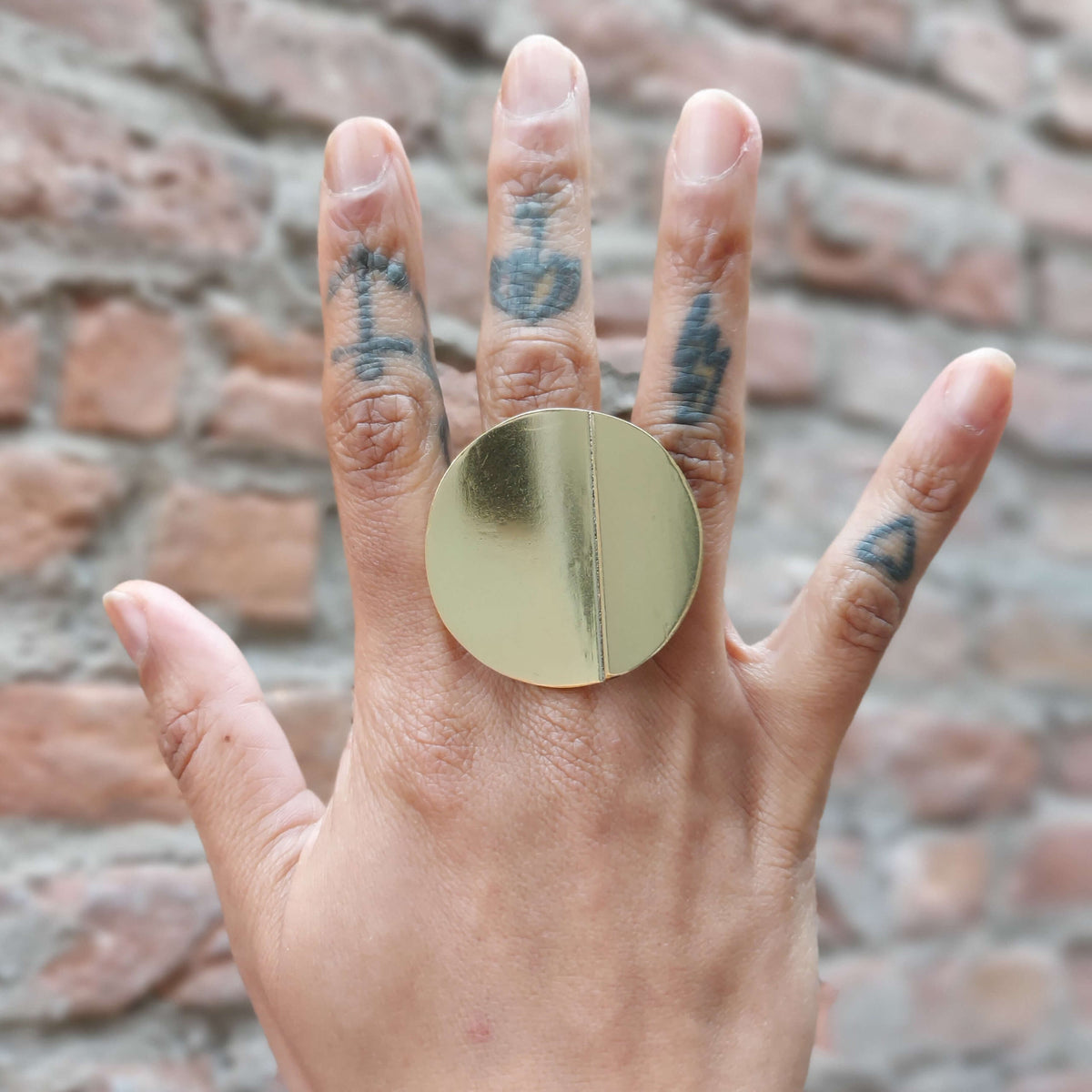 Brass statement ring, handmade ring by roff jewellery