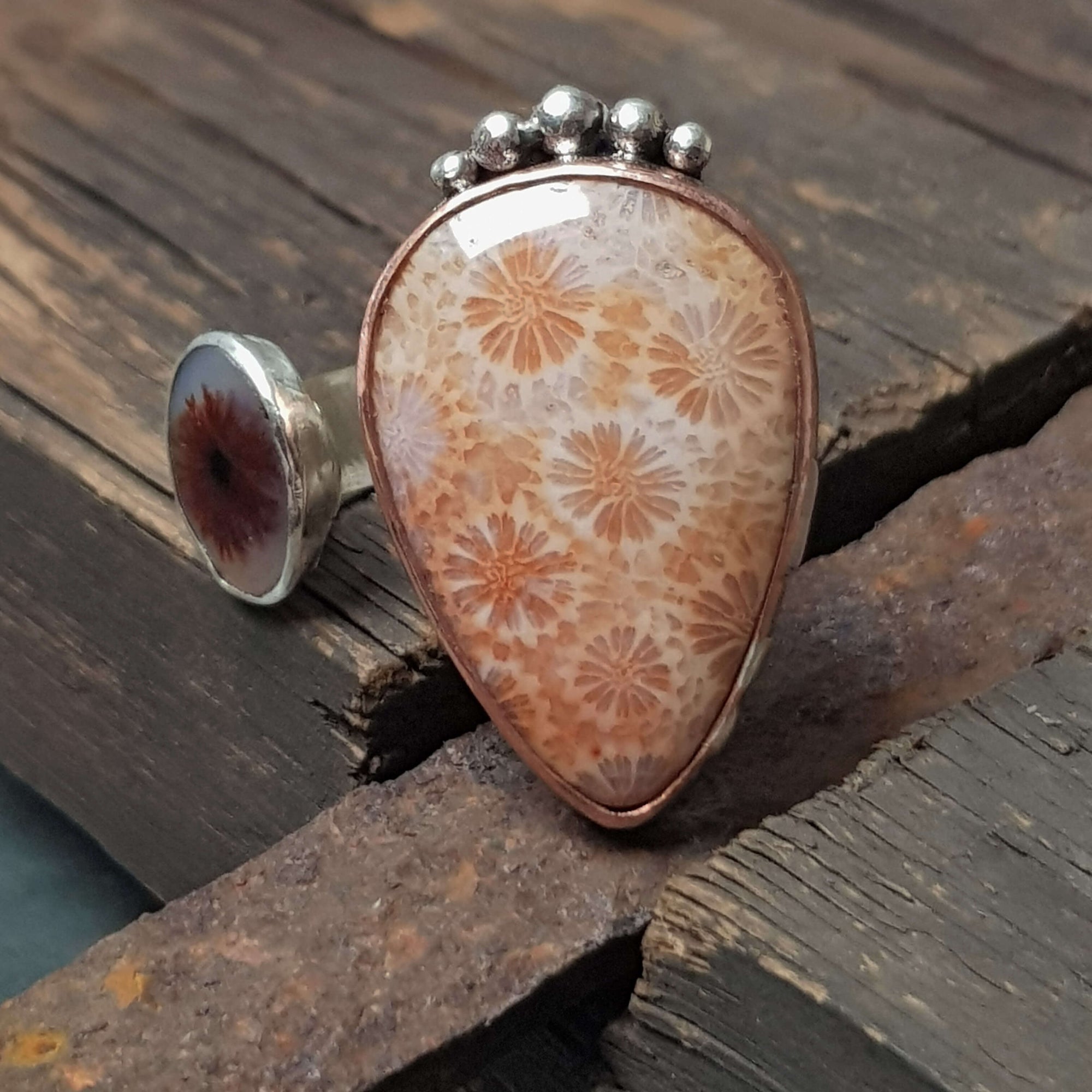 multi stone ring, open front ring with gemstones.handmade statement ring by roffjewellery.com