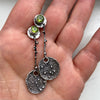 peridot drop earrings in textured sterling silver, handmade by roff jewellery